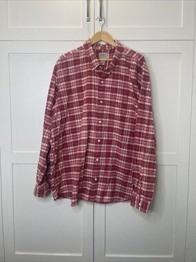 L.L. Bean Button Up Shirt Men's Size XXL REG Red Wrinkle Free Traditional Fit